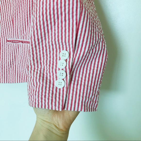♥️ BCBC Maxazria Red & White Seersucker Blazer - Picture 6 of 10